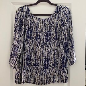 Joie silk blouse white and navy
